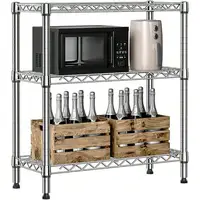 3 Tier Wire Shelving Metal Shelves Organizer Adjustable Chrome Wire Rack Storage 1
