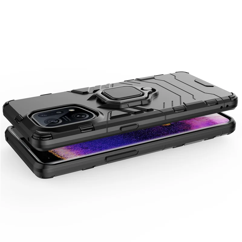 Für Oppo Find X5 X3 Pro Neo Lite Hybrid-Hart-PC + weiche TPU-Rüstung, Anti-Drop-Hülle, drehbarer Ring-Ständer-Halter-Abdeckungsschale_voghion.com