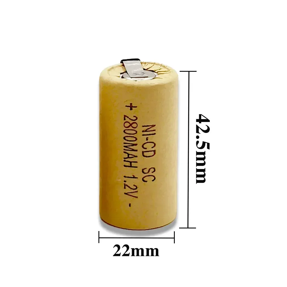 SC Batteries 2-20pcs Screwdriver Electric Drill 1.2V 2200mAh/2800mAh SubC Ni-Cd Rechargeable Battey power tool battery
