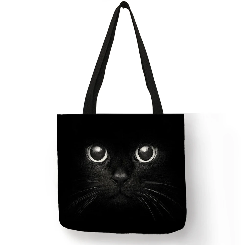 fabric-foldable-shopping-bags-for-groceries-cute-black-cat-print-tote-bag-for-women-personality-school-traveling-shoulder-bags