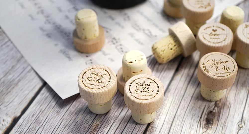 Custom 10/50/100pcs Wine Cork Stoppers Wedding Party Thank You Favors for Guest Engraved Wooden Bottle Cork Stopper 9 S5c9fb9b1a6fe40efb69a83bcf74d6c2da