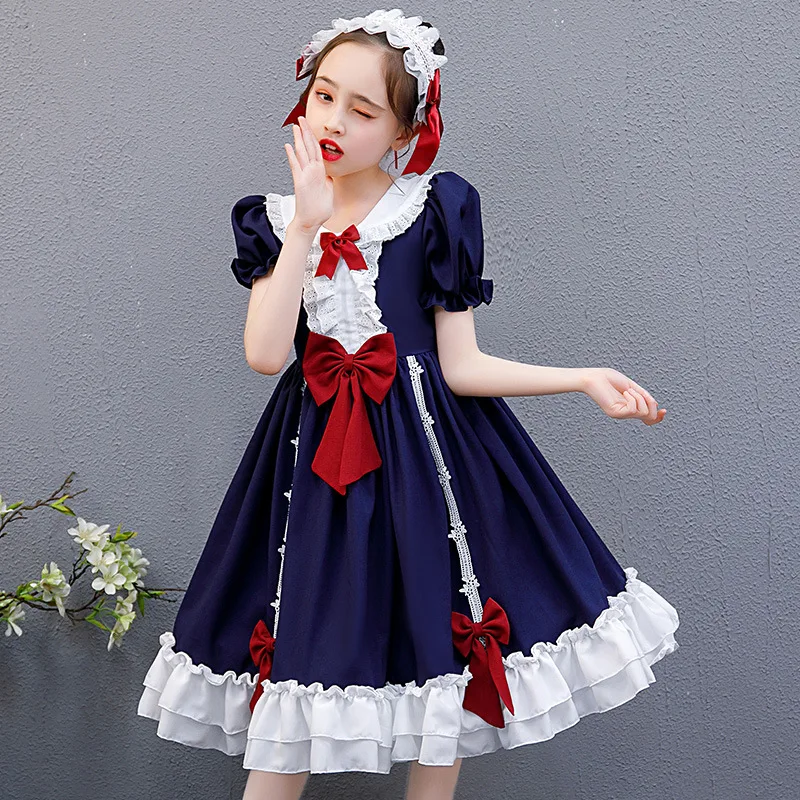 

Girl's Jk Style Dress Short Sleeve Summer Princess Dress Bow Japanese Style Wholesale Laishi for Middle and Big Ch