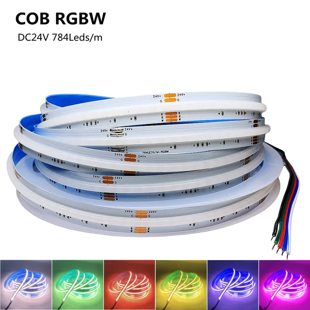 24 Volt Addressable RGBW LED COB Light Strip Ultra Bright 784LEDs/m