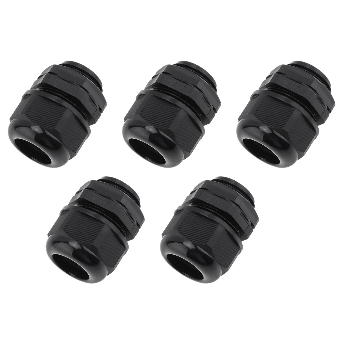 5pcs High Toughness 1 Inch NPT Cable Gland IP68 Nylon Strain Relief Waterproof Flame Retardant Connection Fixing Head