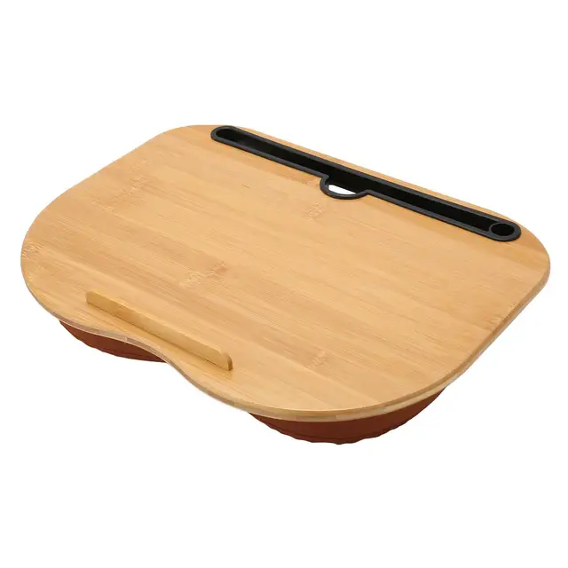 Portable Bamboo Laptop Desk for Up to 15.6 Inch Laptops - Comfortable Lap Desk with Pillow Cushion for Work & Study