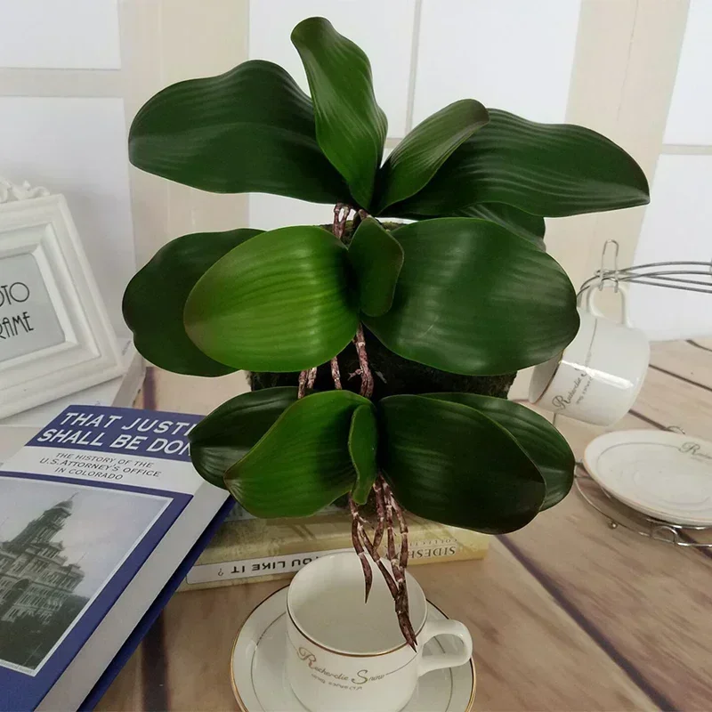 Artificial Plant Leaf Phalaenopsis Orchid Plastic Leaves Fake Plant Green Leaf Decorative Green Simulation