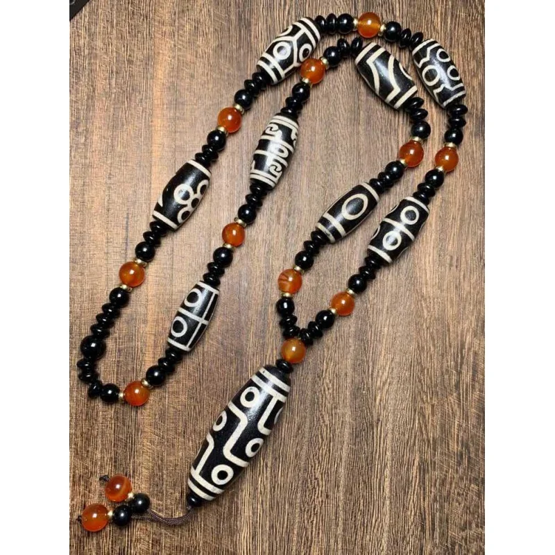 

Tibetan Old Agate Glance ---- Nine Eyes High Oil Coated Pulp Tibet Beads Barrel Beads Necklace Diy Ornament