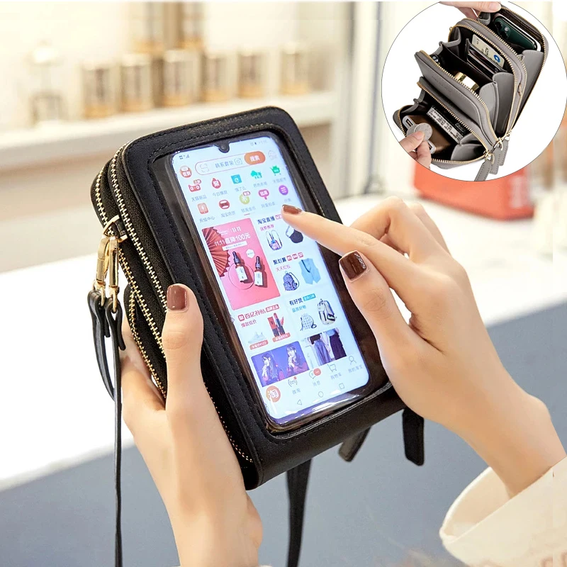 New Women PU Leather Shoulder bags Female Large Capacity Crossbody Bags Girls Multi-functional Handbag Phone Purse