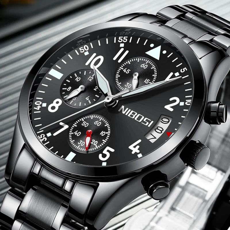 NIBOSI Mens Watches Top Brand Luxury Sport Watch Waterproof Quartz Male Clock Casual Military Wristwatch Relogio Masculino