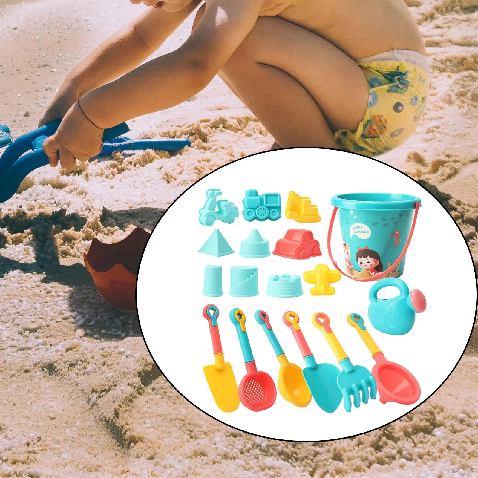 

18 Pieces Beach Toys Sand Toys Set Educational Toys Sand Castle Sandbox Toys for Birthday Gift Kids Bathroom Accessories