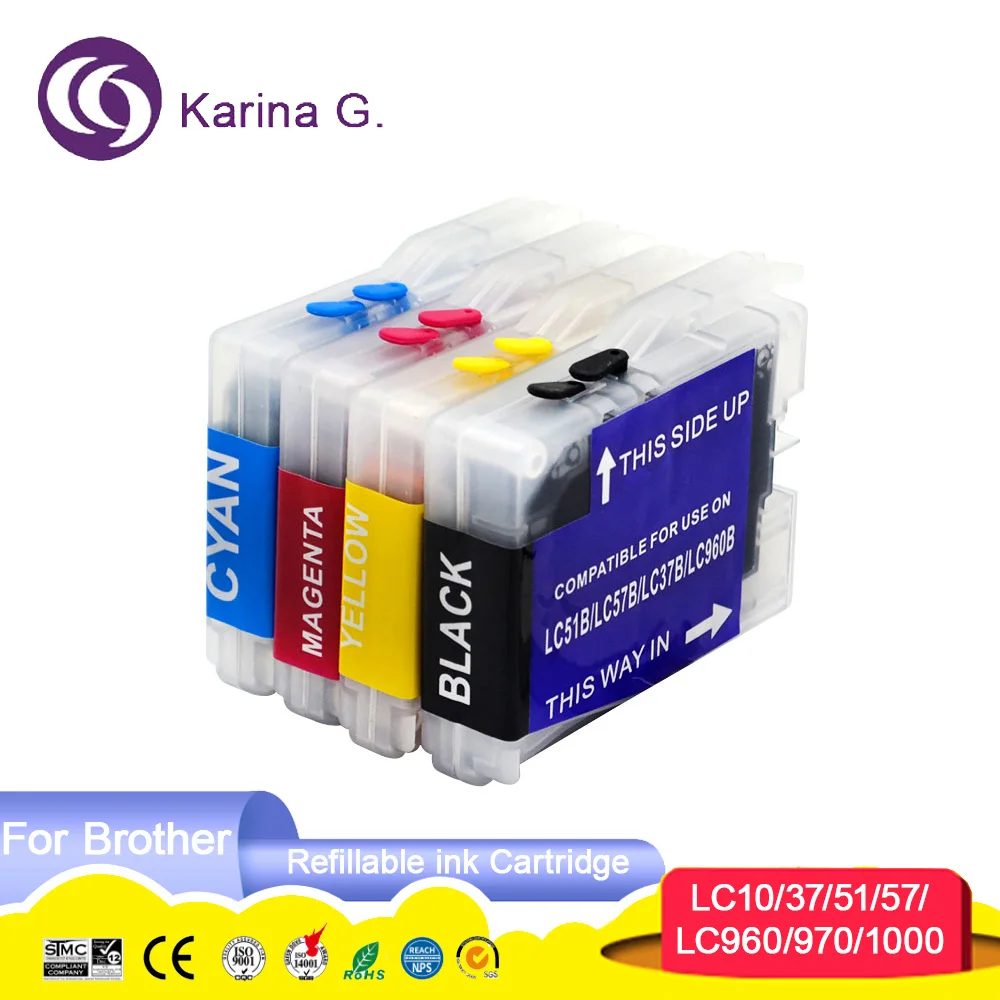 For LC10 LC37 LC51 LC57 LC960 LC970 LC1000 Refillable ink cartridge for DCP-130