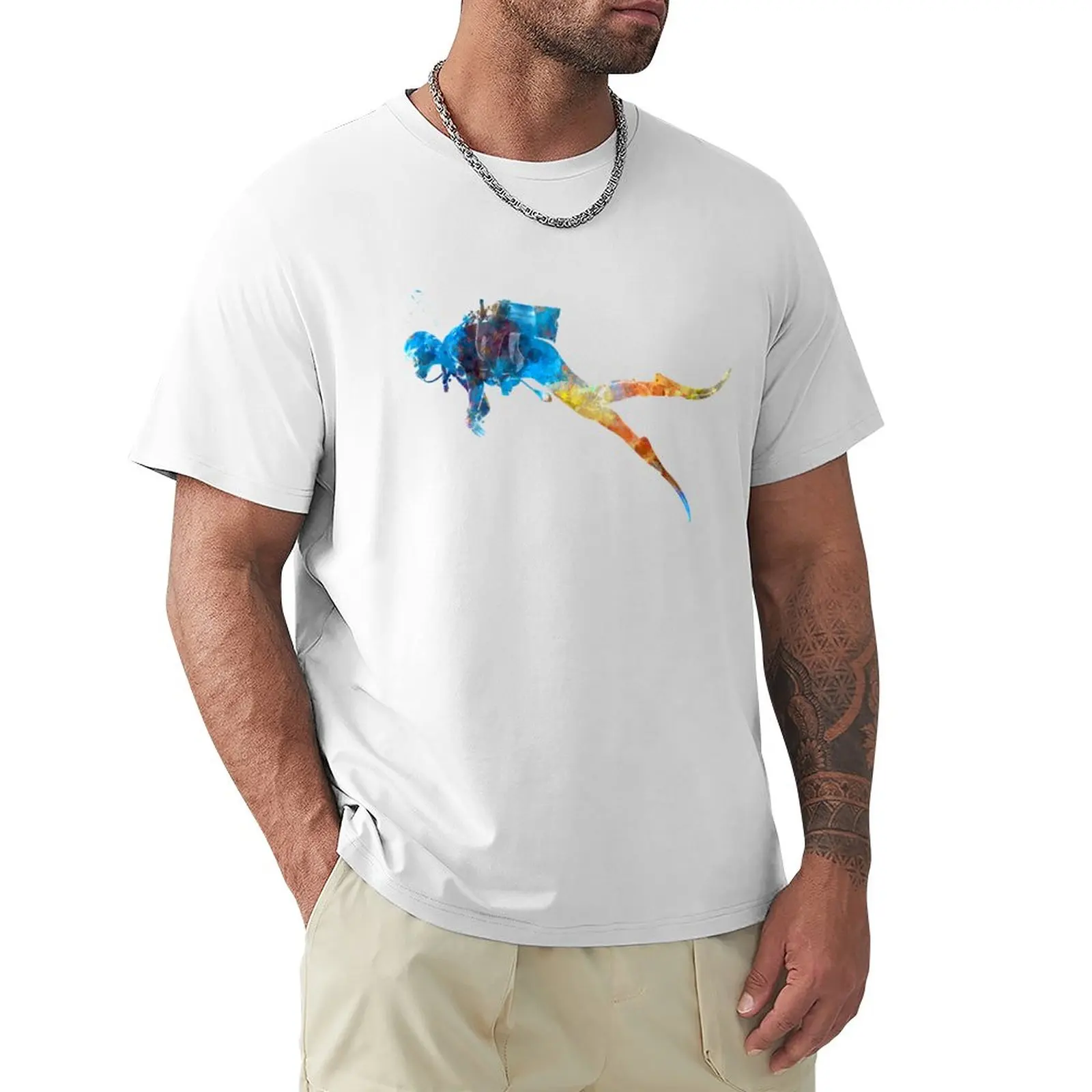 

Man scuba diver 01 in watercolor T-Shirt heavyweights for a boy oversized t shirt men
