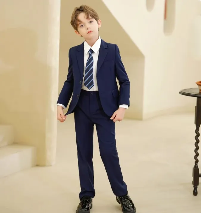 Children Slim Suit For Wedding Party Teenager Boys Host Piano Ceremony Tuxedo Dress Gentleman Kids Prom Show Photography Suit