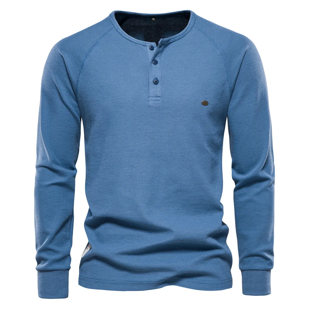 

Spring Men's Sweatshirt High-quality Cotton Round Neck Solid Color Long Sleeved T-shirt Street Fashion Japanese Style Sweater
