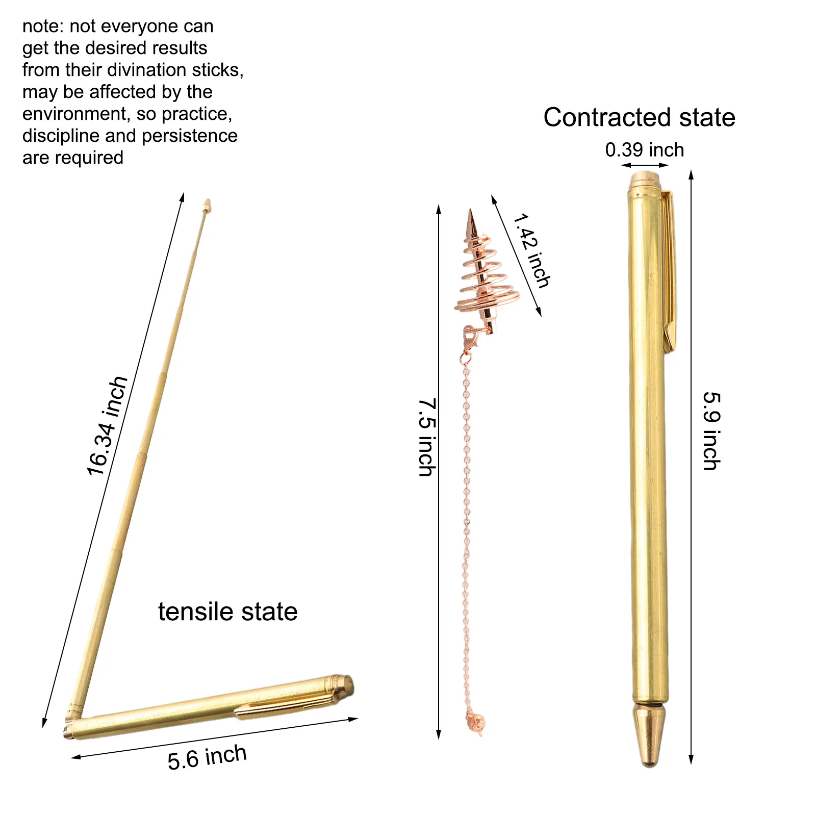 2Pcs 99.9% Pure Copper Metal Detector Rod Water Witching Portable Dragon Seeking Tool Dowsing Rod + Pendulum Pendant 2