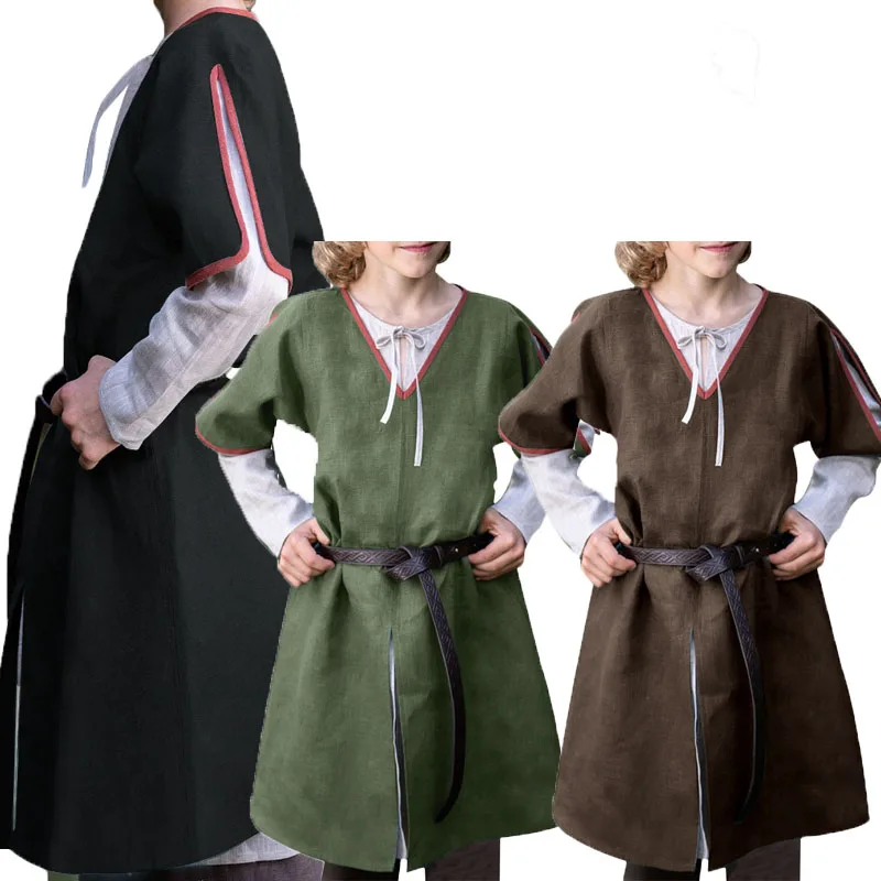 

Medieval Cosplay Costumes for Children Renaissance Vintage Kid Tunic Boy Girl Viking Knight Cosplay Halloween Masquerade Clothes