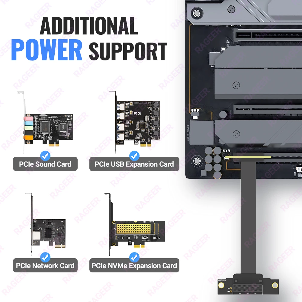 RAGEER Dual Right Angle PCIe Riser Cable