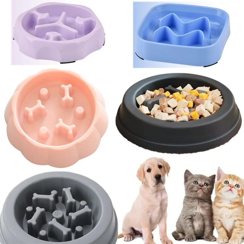 PetsuppliesColorSlowFeederCatBowlAntichokingPlasticDogPuzzle