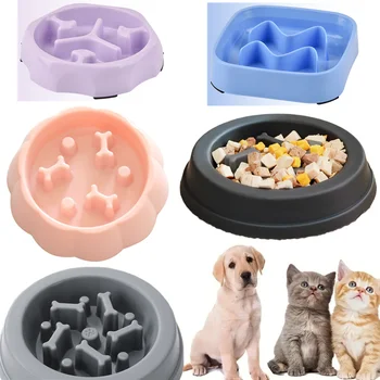 애완 동물 용품 컬러 슬로우 피더 고양이 그릇, 질식 방지 플라스틱 개 퍼즐 음식 그릇, 불안 완화용 개 물 대야