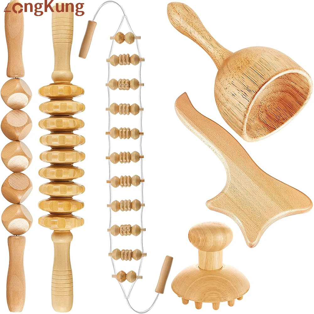 

Wood Therapy Massage Tools for Body Shaping Maderoterapia Kit Colombiana for Anti-Cellulite, Lymphatic Drainage, Body Contouring