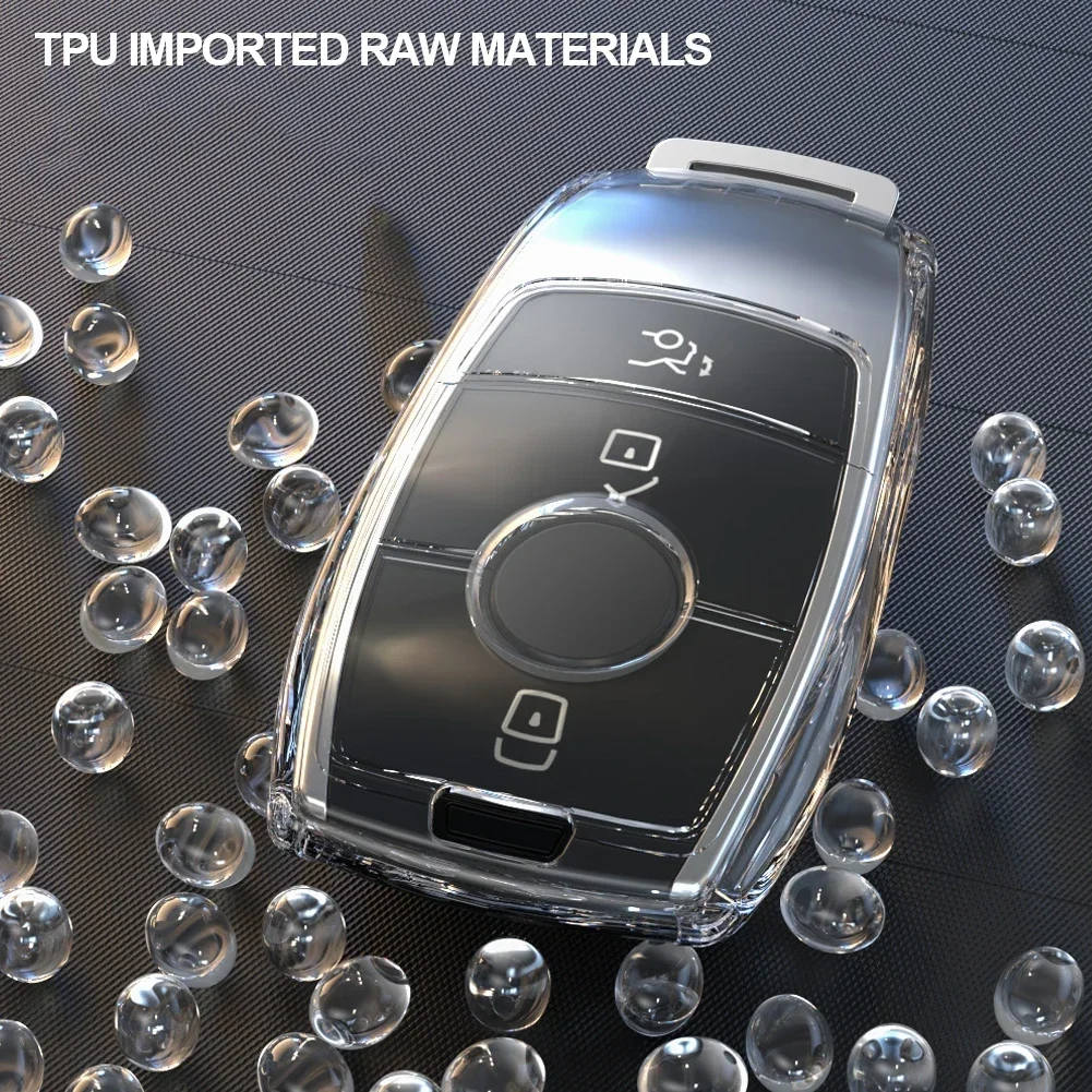 Transparent TPU Car Key Case Cover for Mercedes Benz Key Shell Protection