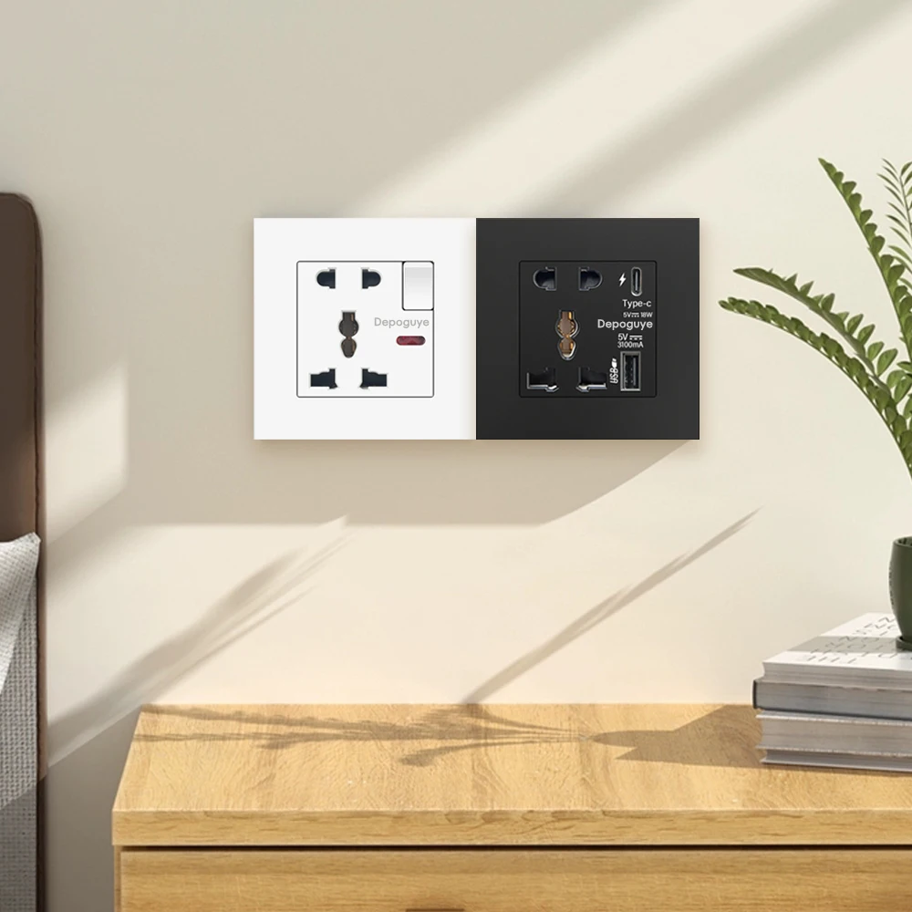 مقبس شحن سريع عالمي 18 وات من النوع C 5 سنون، مخرج...