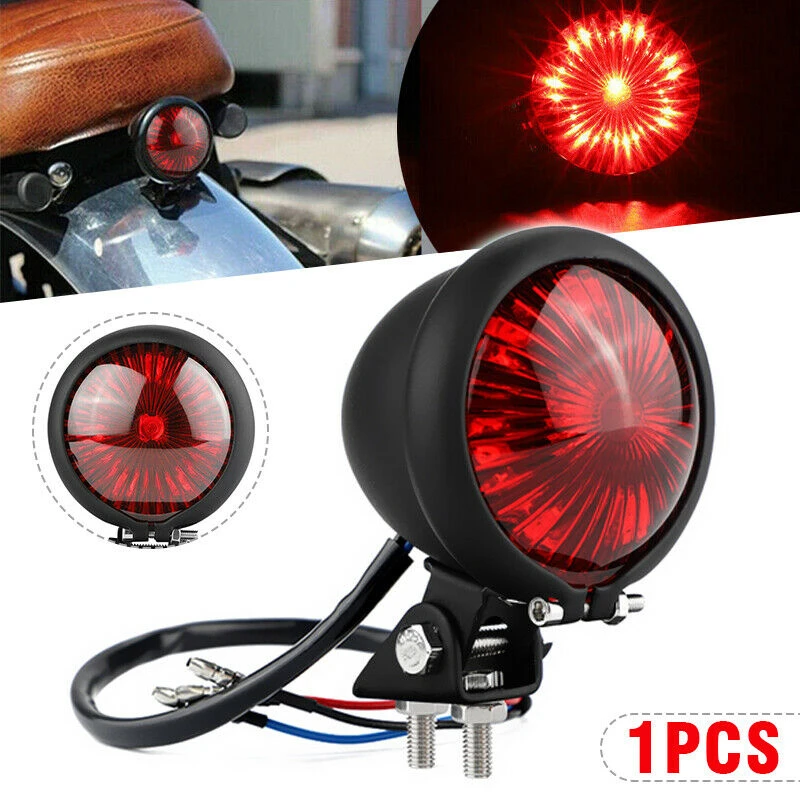 

Motorcycle Red 12V LED Adjustable Cafe Racer Style Stop Tail Light Motorbike Brake Rear Lamp Taillight for Chopper