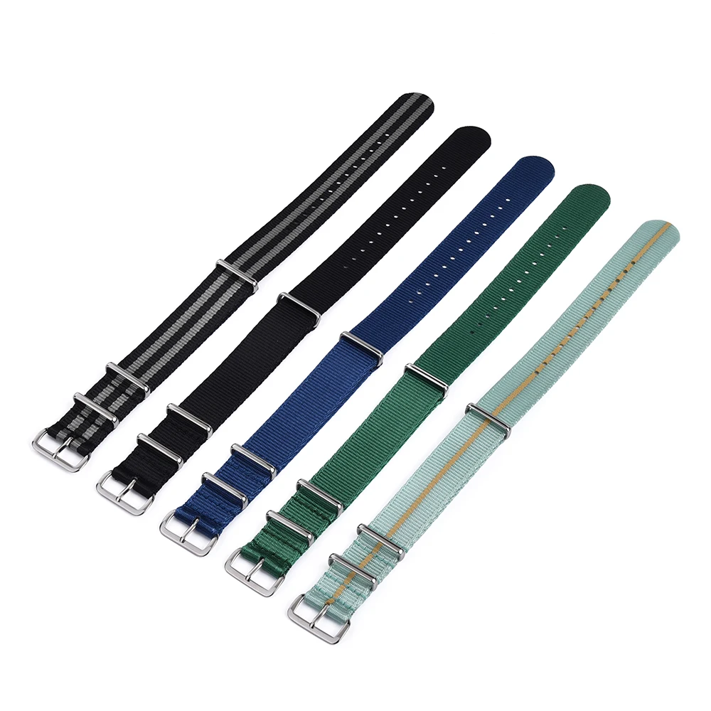 Durable Nylon Watch Band with Silver Buckle - Versatile Sport Strap