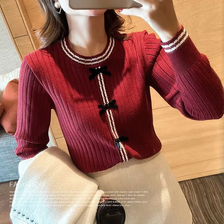 

2023 Women Sweater Pullovers Solid Color Casual Autumn Winter O-neck Chic Female Slim Knit Top Soft Jumper Tops T72