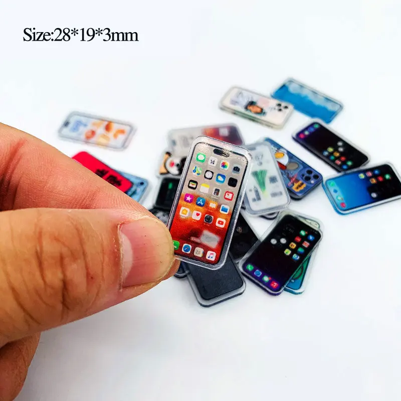 Simulation Miniature Multi-style Acrylic Mobile Phone Model For Barbies Bjd Dolls Kids Pretend Toys 5Pcs/Set 1/6