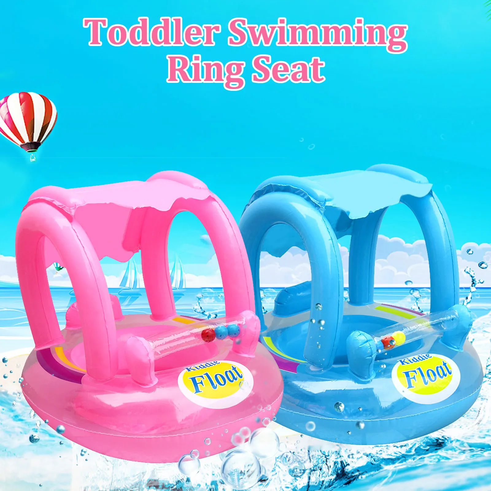 Baby Inflatable Swim Ring Float Circle Seat with Awning for Pool Bathtub Summer