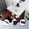 30 Inch Bathroom Vanity Cabinet with Sink，Modern Sleek Bathroom Vanities Ceramic Sink with Solid Wood Frame Open Style Shelf 6
