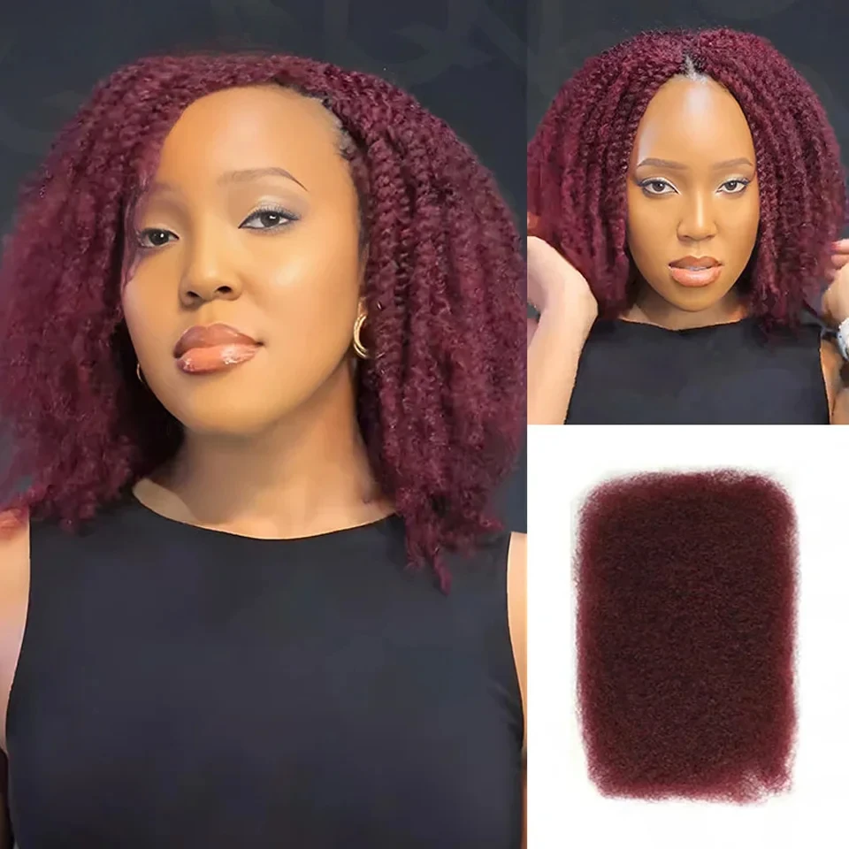 Afro Kinky Bulk Human Hair For Braiding DreadLock 99J Burgundy Color Natural Look Soft Hair Heat-Resistant human hair extensions human hair bundles braiding hair extensions human braiding hair