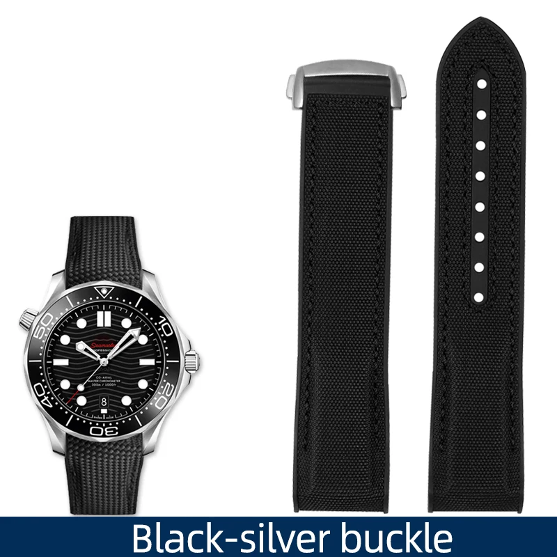 Nylon Rubber Watchband with Deployant Clasp - Silicone Strap Accessory