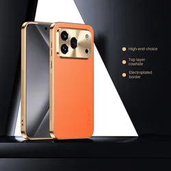 Cowhide Lychee Texture Electroplated Frame Phone Case for Honor Power 2 (Orange)