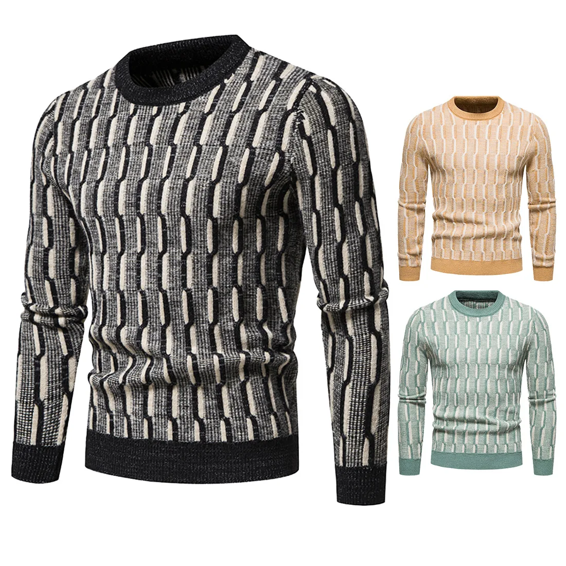 

YM119 New Autumn 2022 Young Men's Sweater Slim Round Neck Pullover Casual Bottoming Shirt