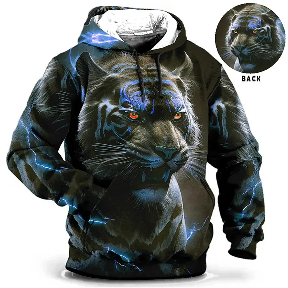 thumbnail image 1 of Sudadera con capucha para hombre, con estampado de tigre en 3D, holgada, de diseñador, para primavera y otoño, de manga larga, talla 4XL, ropa Harajuku Y2k de gran tamaño, 1 of 5