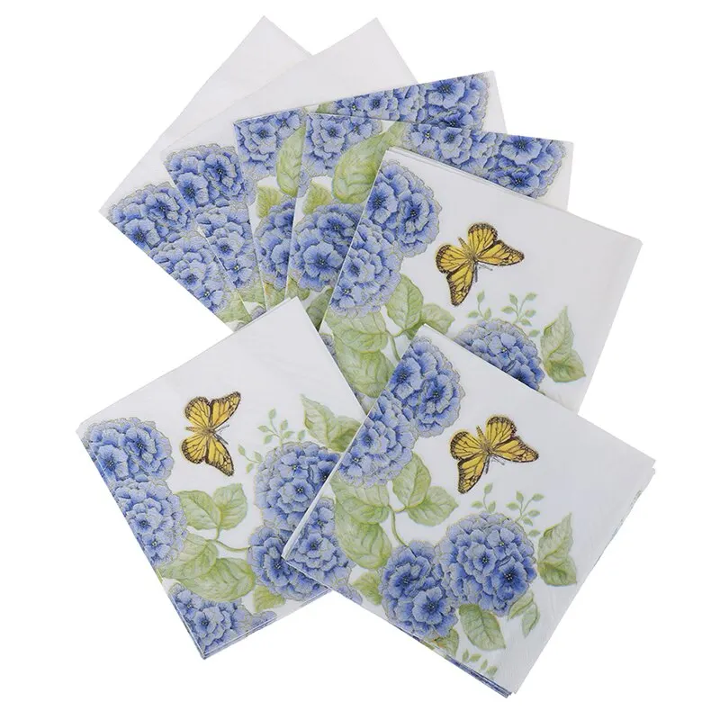 20pcs 33cm*33cm Butterfly Flower Design Party Tissue Napkins Decoupage Printed Paper Napkin Wedding Birthday Party Supplies