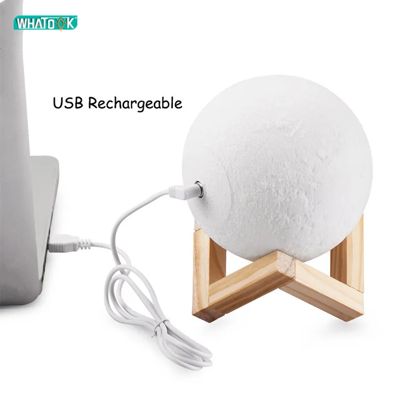 LED Night Light 3D Print Moon Lamp Rechargeable Color Change 3D Light Touch Moon Lamp Children's Lights Night Lamps Dropshipping 4