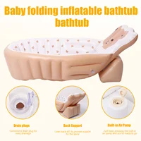 PVC Inflatable อ่างอาบน้ําเด็กไม่ลื่นเด็กวัยหัดเดิน Bath Tub นุ่มสบาย Travel อ่างล้างหน้า Ergonomic Baby Bath Tub สําหรับทารกแรกเกิด 2