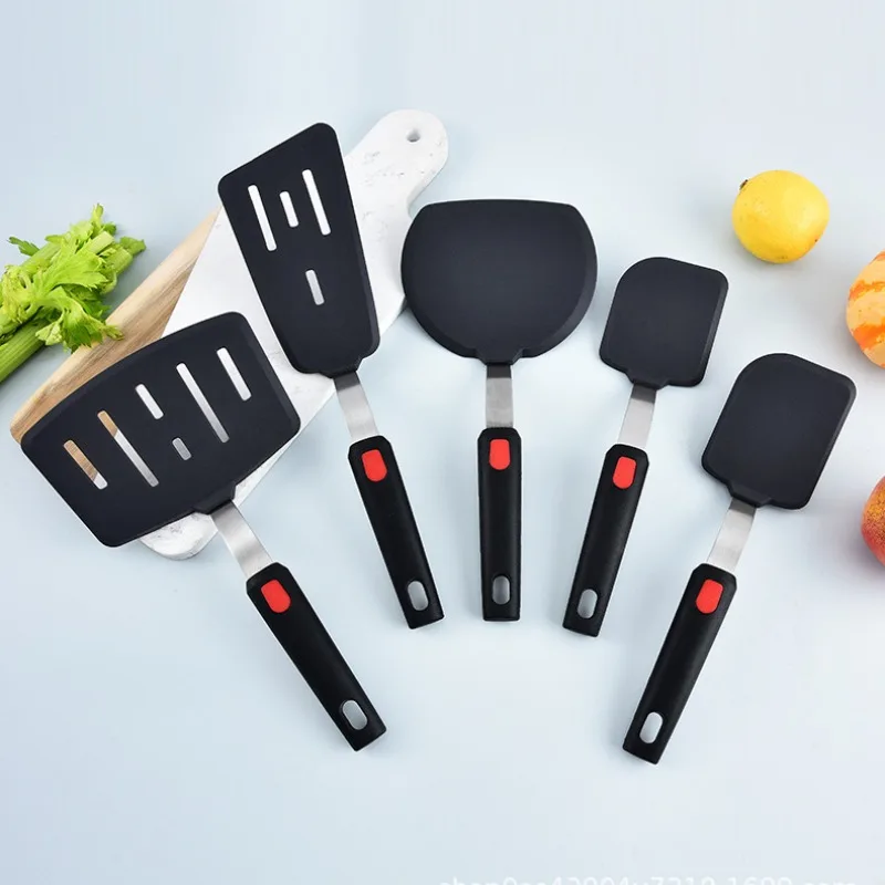 

5PCS Silicone Kitchenware Set Stainless Steel Handle Frying Spatula Kitchen Utensils Cooking Silicone Pot Shovel Non-stick Pan