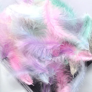 Demi-mètre de plumes de coq blanchies naturelles blanc naturel enfilées, de 4 à 6 pouces en gros