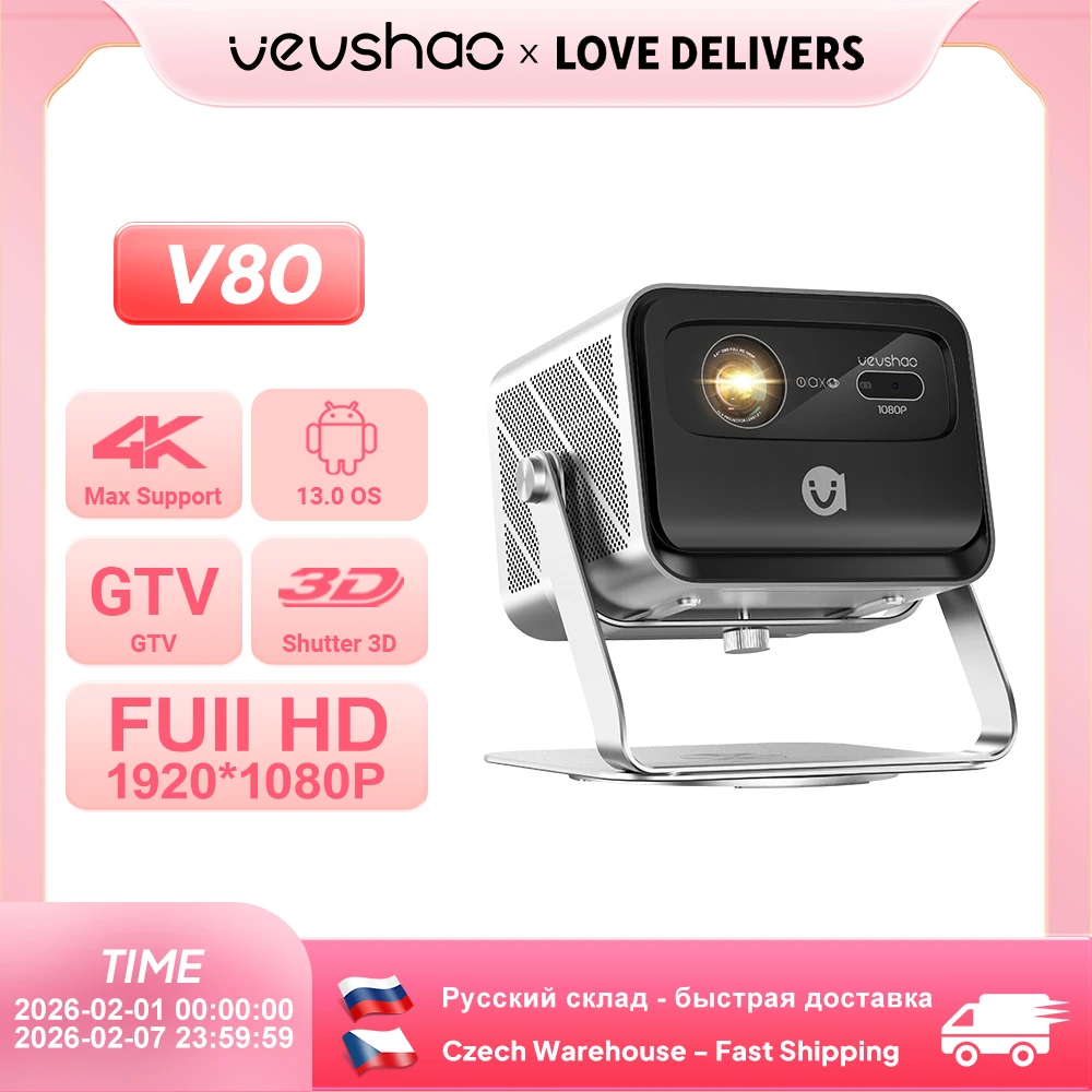 Mini Projecteur, VOPLLS 1080P Full HD Vidéoprojecteur Pris En Charge