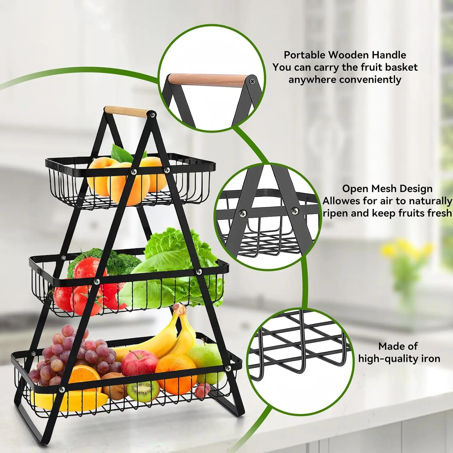 Fruit Basket with Wooden Handles 4