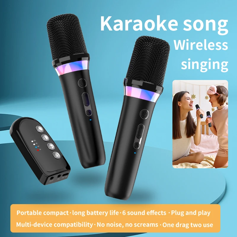 Karaoke Companion Wireless Microphone System with RGB Lights