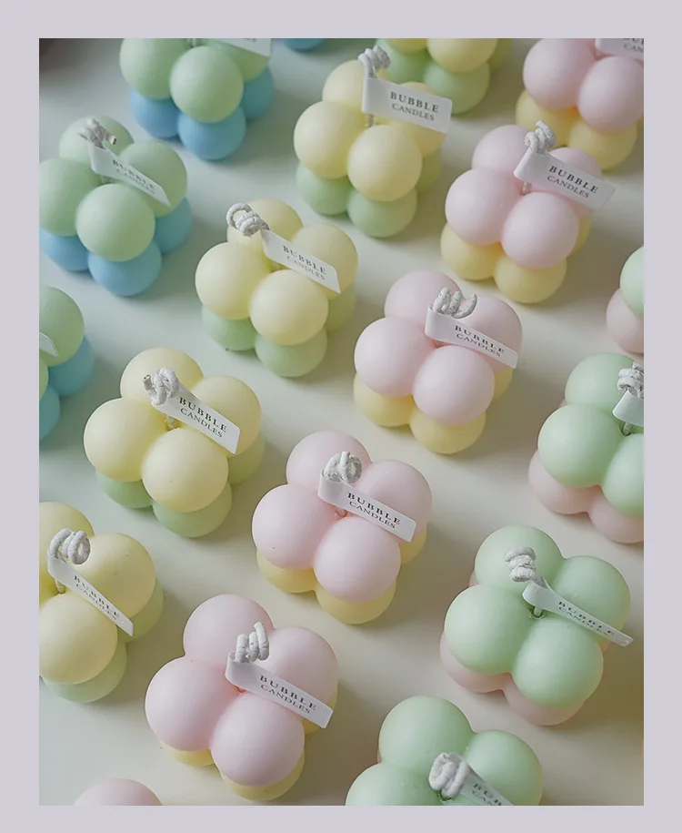 2 Candele A Bolle In Cera Di Soia - Cubo Profumato 5.5cm, Aromaterapia, Decorazione Camera - Foto 5