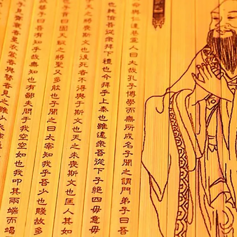 Traditional Bamboo Book for Decoration, Full Text, Carving, Lettering, Handicrafts, Cultural Gifts