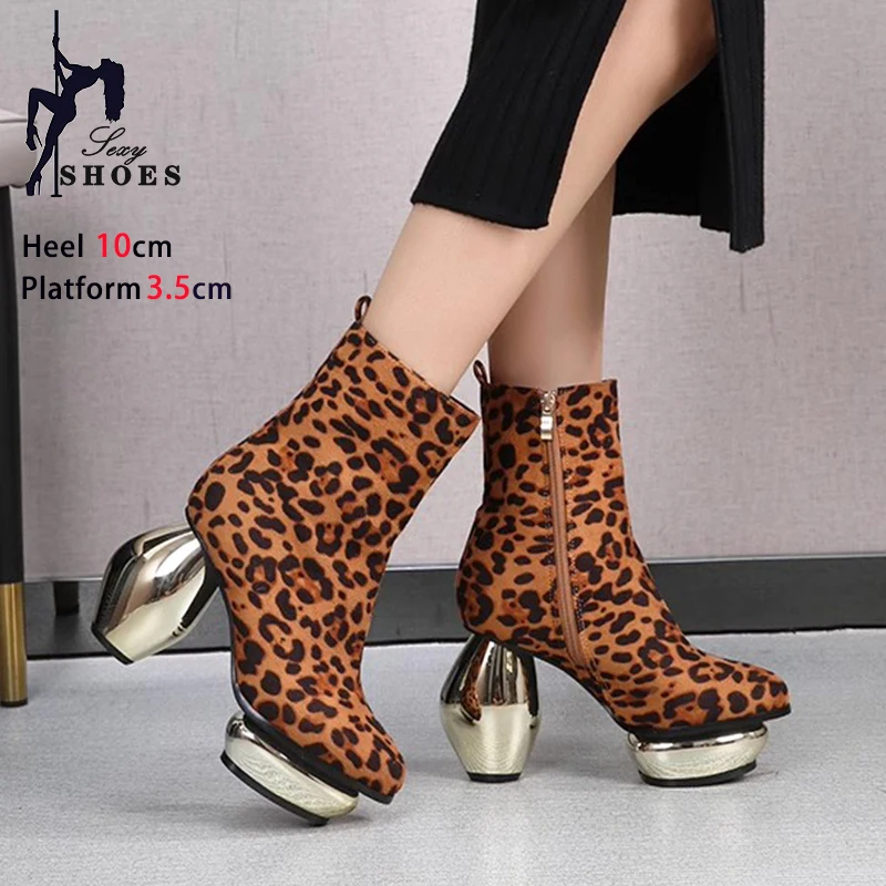 2024 Autumn Women Boots Winter Add Plush Party Shoes Female Strange Style Fashion Platform Black Short Boots Runway Model Shoes