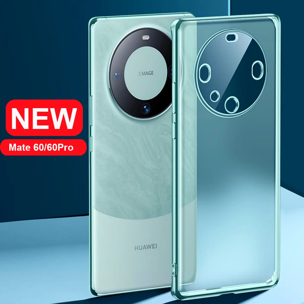 Custodia Trasparente Per Huawei Mate 60Pro Mate60 Pro + Placcatura Telaio Silm Tpu Placca Brillante Rivestimento Posteriore Per Mate 60Rs