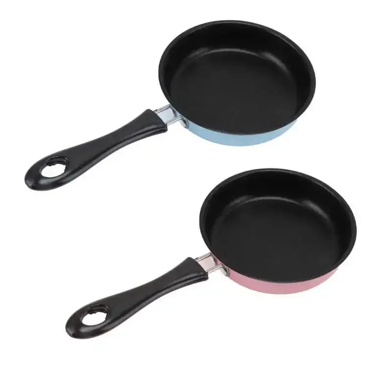 Mini Frying Pan Stainless Steel Prevent Stick Induction Pot Round Breakfast Small Fry Egg Pan with Long Handle 12cm Mini Egg